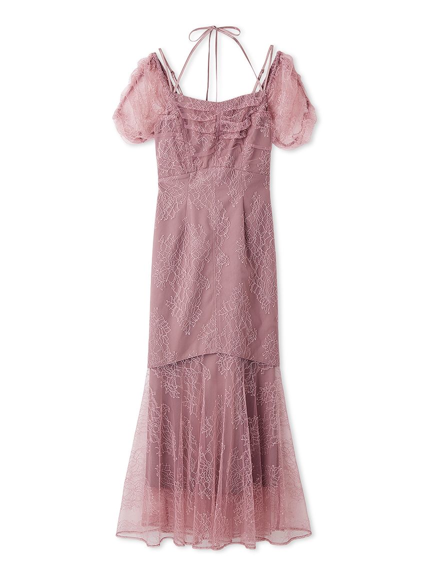 ギャザードレープレースドレス(マキシ・ロングワンピース)｜ワンピース