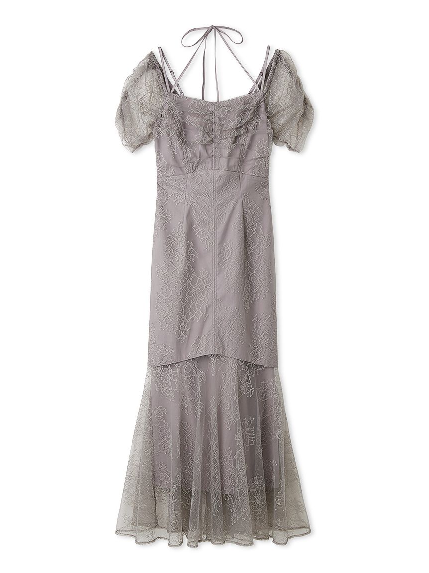 ギャザードレープレースドレス(マキシ・ロングワンピース)｜ワンピース