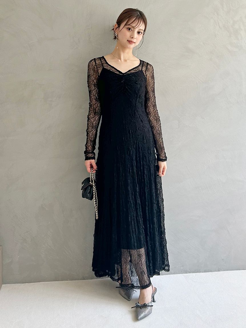 SNIDEL ブラック ロング ドレス ワンピース　0 レースボレロドレス(マキシ・ロングワンピース)｜ワンピース