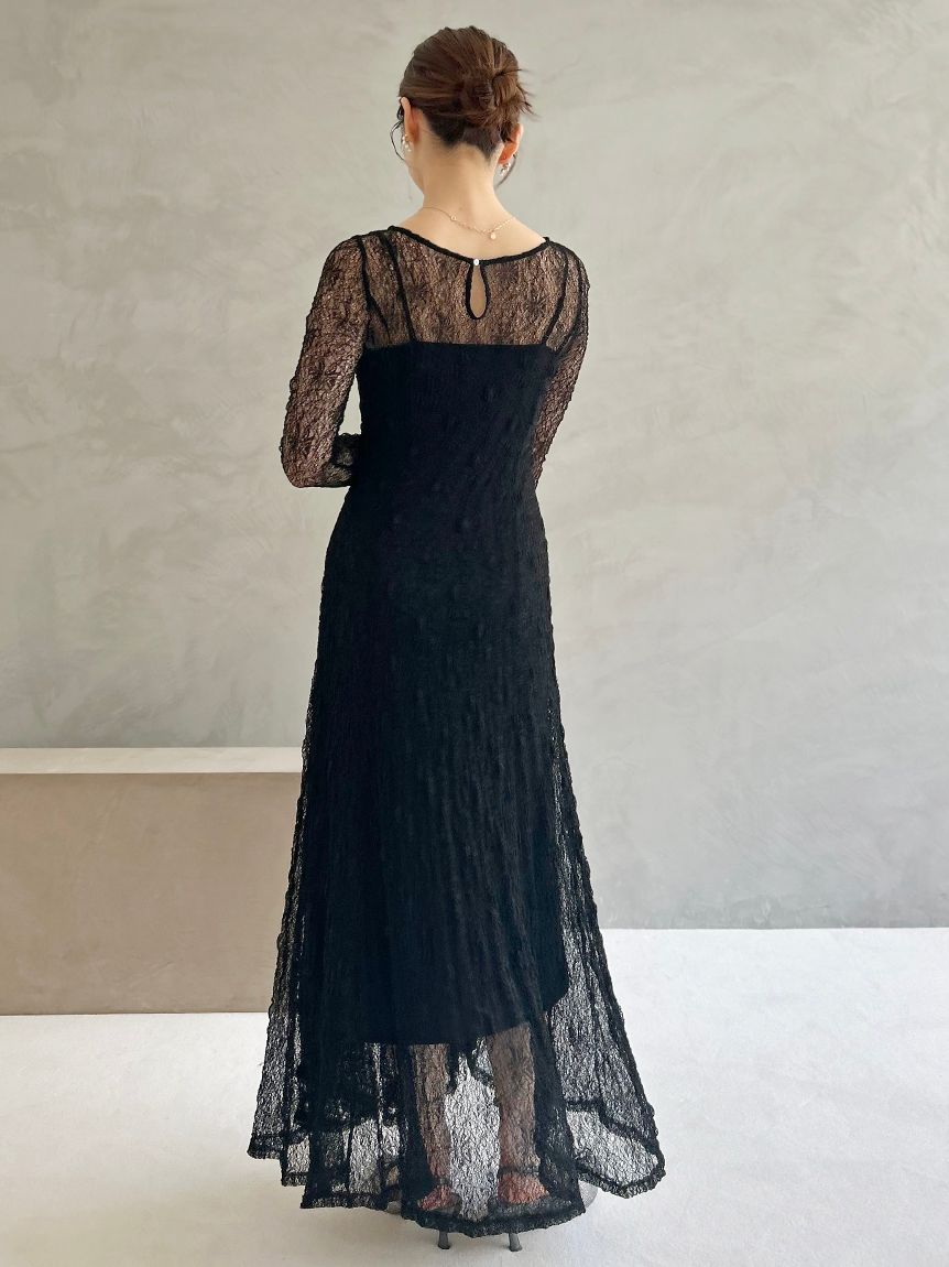 フロントギャザーレースドレス(マキシ・ロングワンピース)｜ワンピース