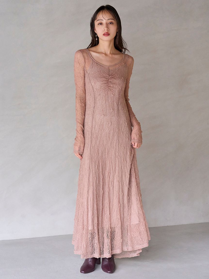 スナイデル　総レースドレス SNIDEL スナイデル シャイニーレースドレス ブラック/S｜結婚式