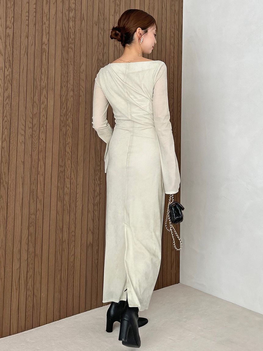 フロッキーベロアドレープドレス(マキシ・ロングワンピース