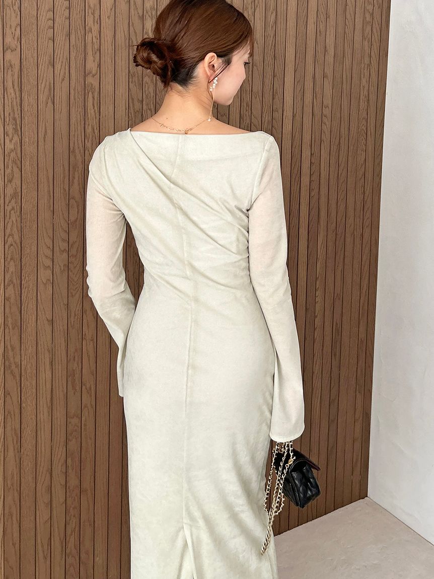 フロッキーベロアドレープドレス(マキシ・ロングワンピース