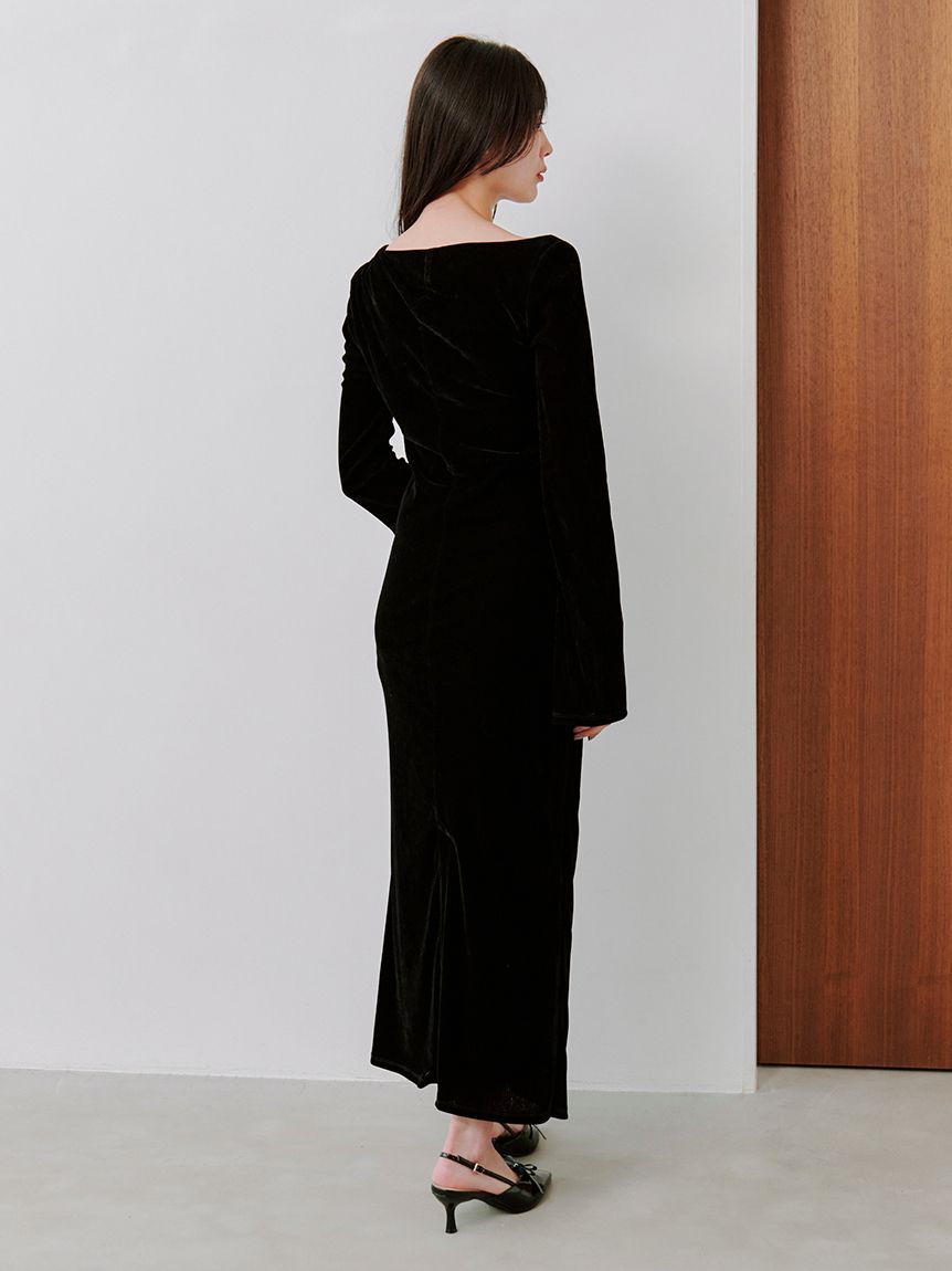 SNIDEL スナイデル フロッキーベロアドレープドレス フロッキーベロアドレープドレス(マキシ・ロングワンピース