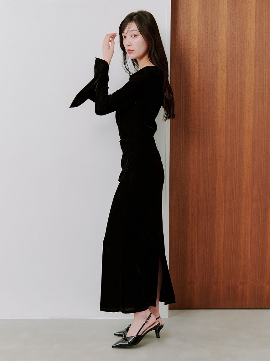 snidel フロッキーベロアドレープドレス フロッキーベロアドレープドレス(マキシ・ロングワンピース