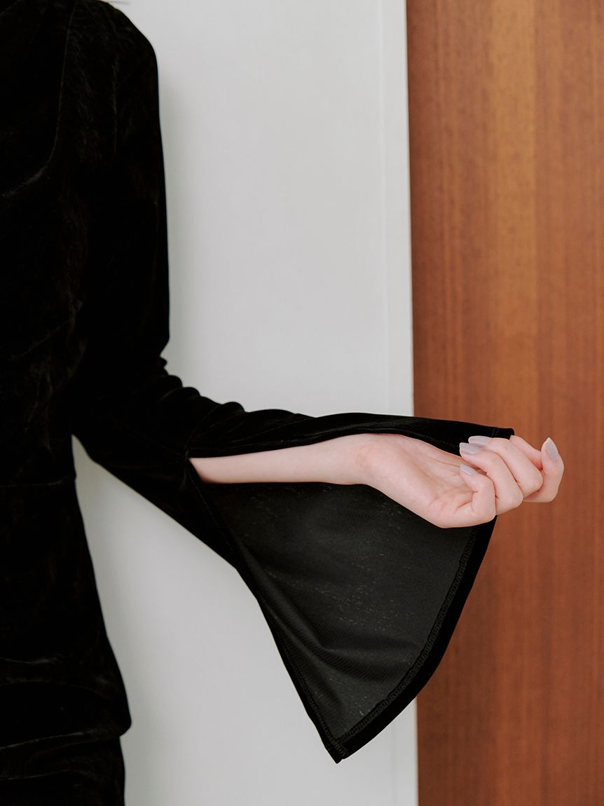 フロッキーベロアドレープドレス(マキシ・ロングワンピース