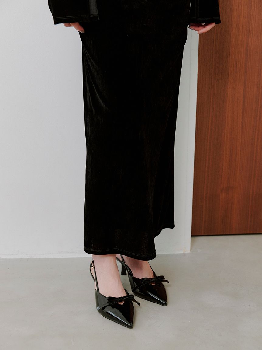 フロッキーベロアドレープドレス(マキシ・ロングワンピース