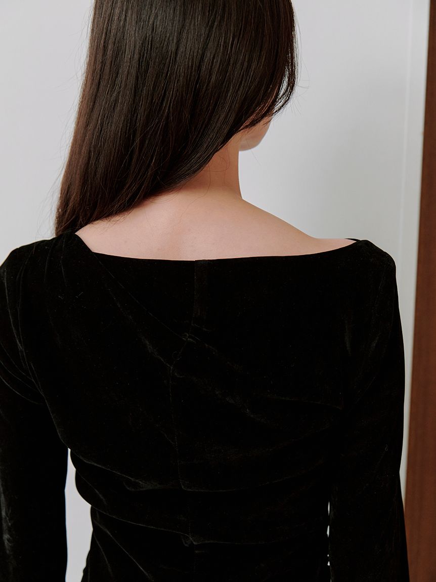 フロッキーベロアドレープドレス(マキシ・ロングワンピース