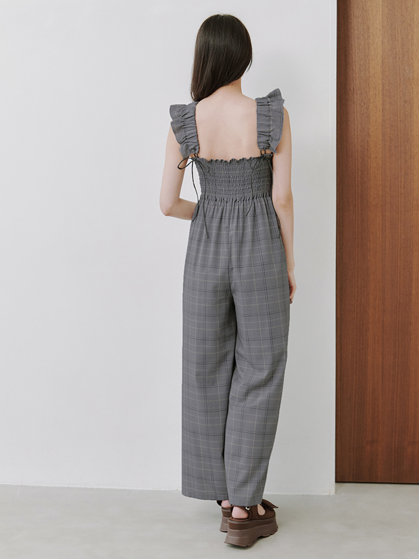 シャーリングフリルオールインワン(オールインワン)｜ワンピース