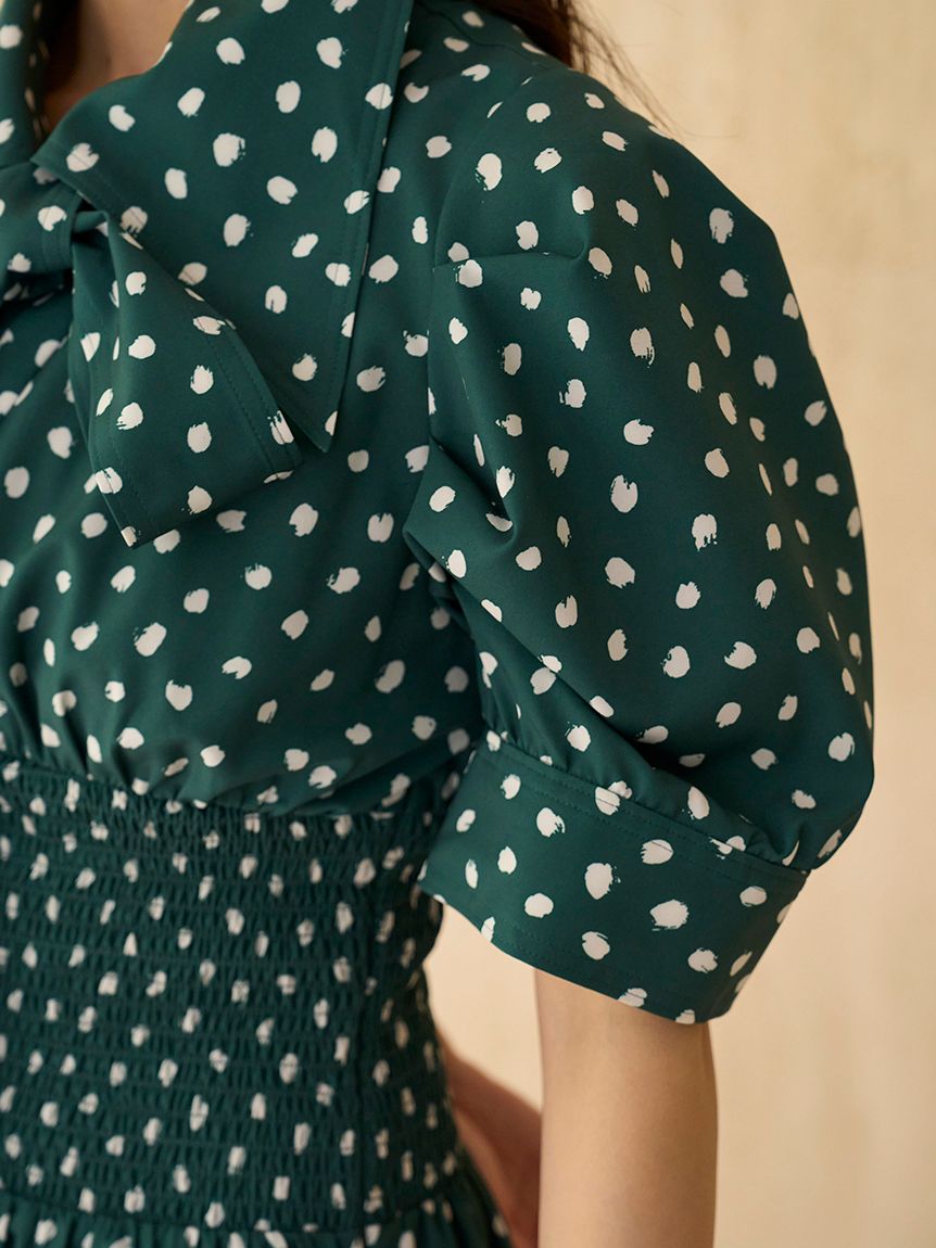 【9月11日に出品を停止します】スナイデル　ドットボウタイシャツワンピース ドットボウタイシャツワンピース(マキシ・ロングワンピース