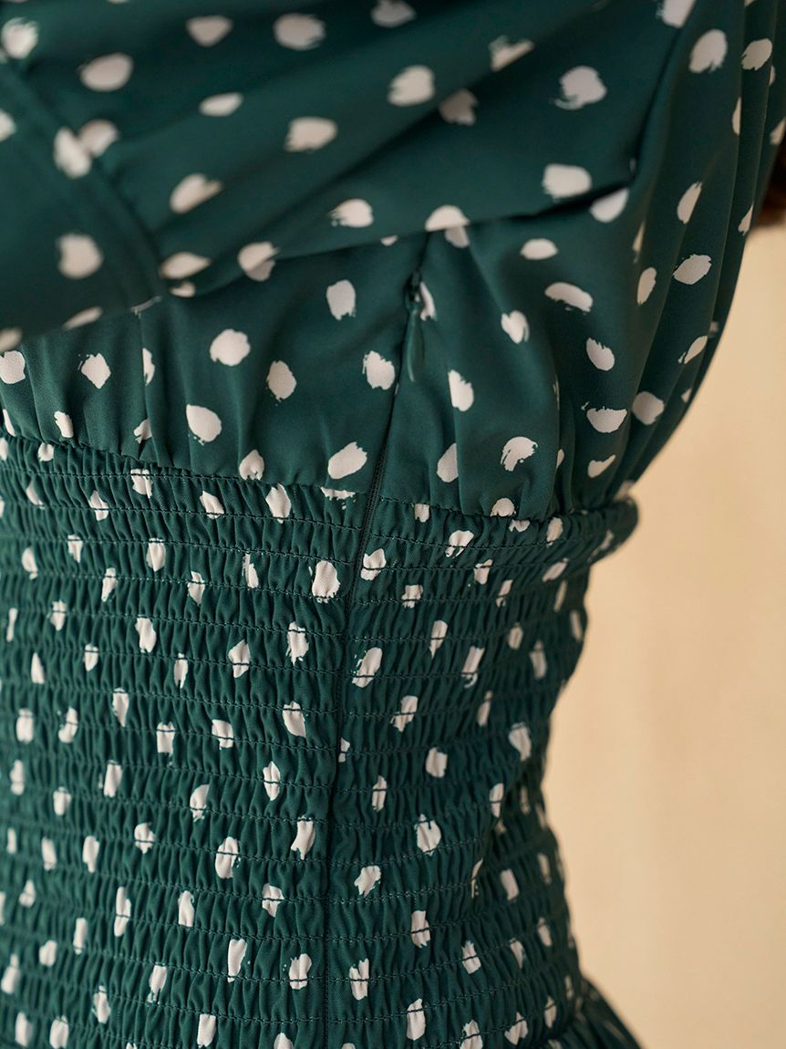 ドットボウタイシャツワンピース(マキシ・ロングワンピース