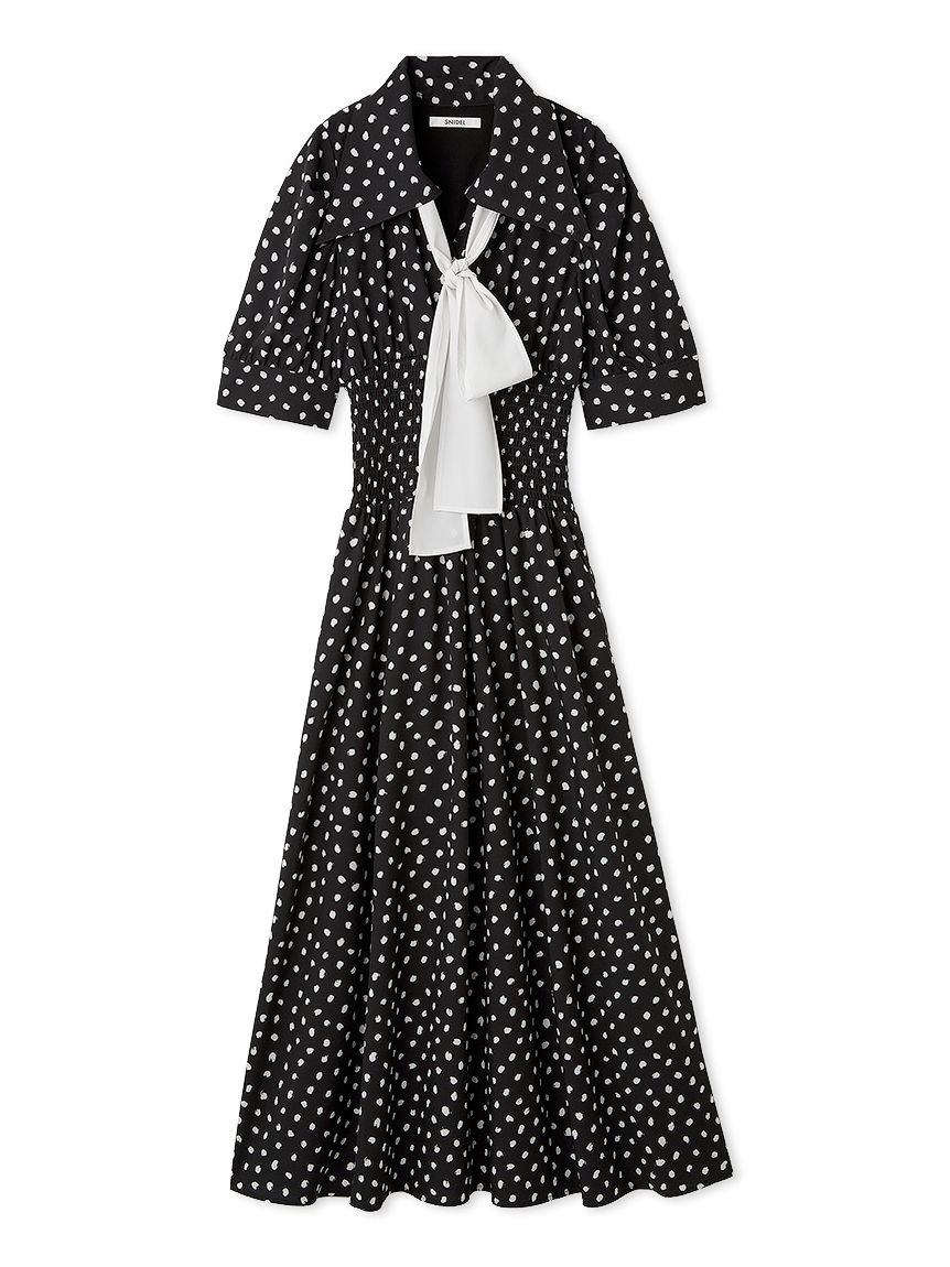 【9月11日に出品を停止します】スナイデル　ドットボウタイシャツワンピース ドットボウタイシャツワンピース(マキシ・ロングワンピース