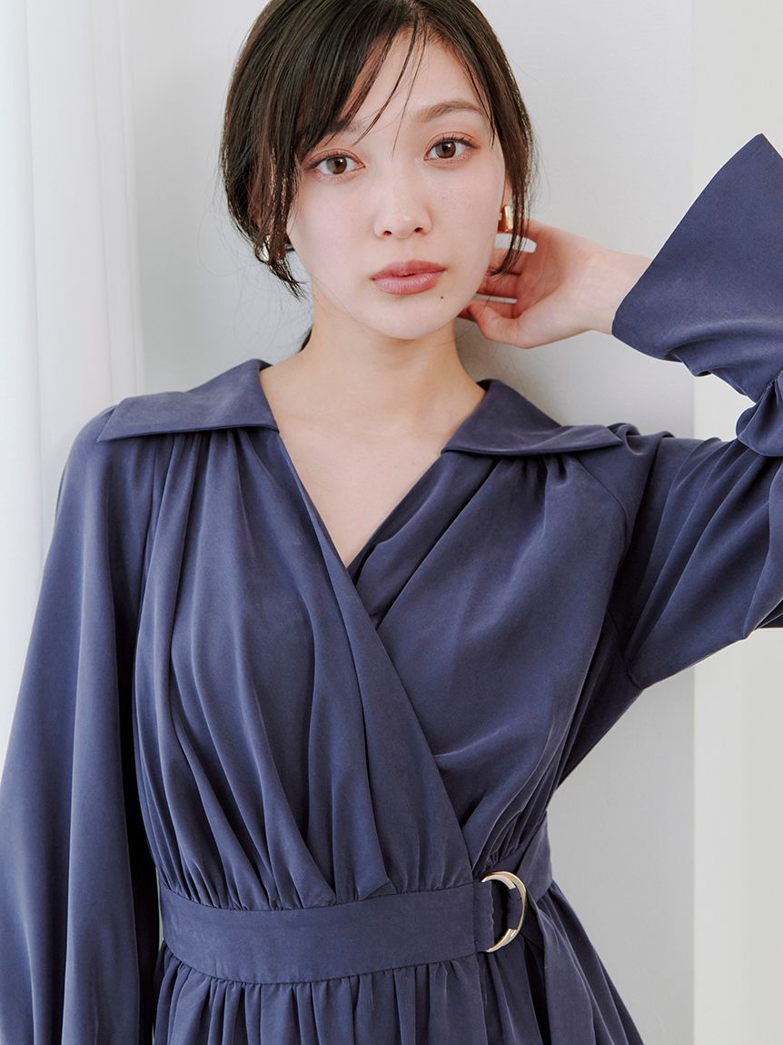 バリエカシュクールシャツワンピース(マキシ・ロングワンピース