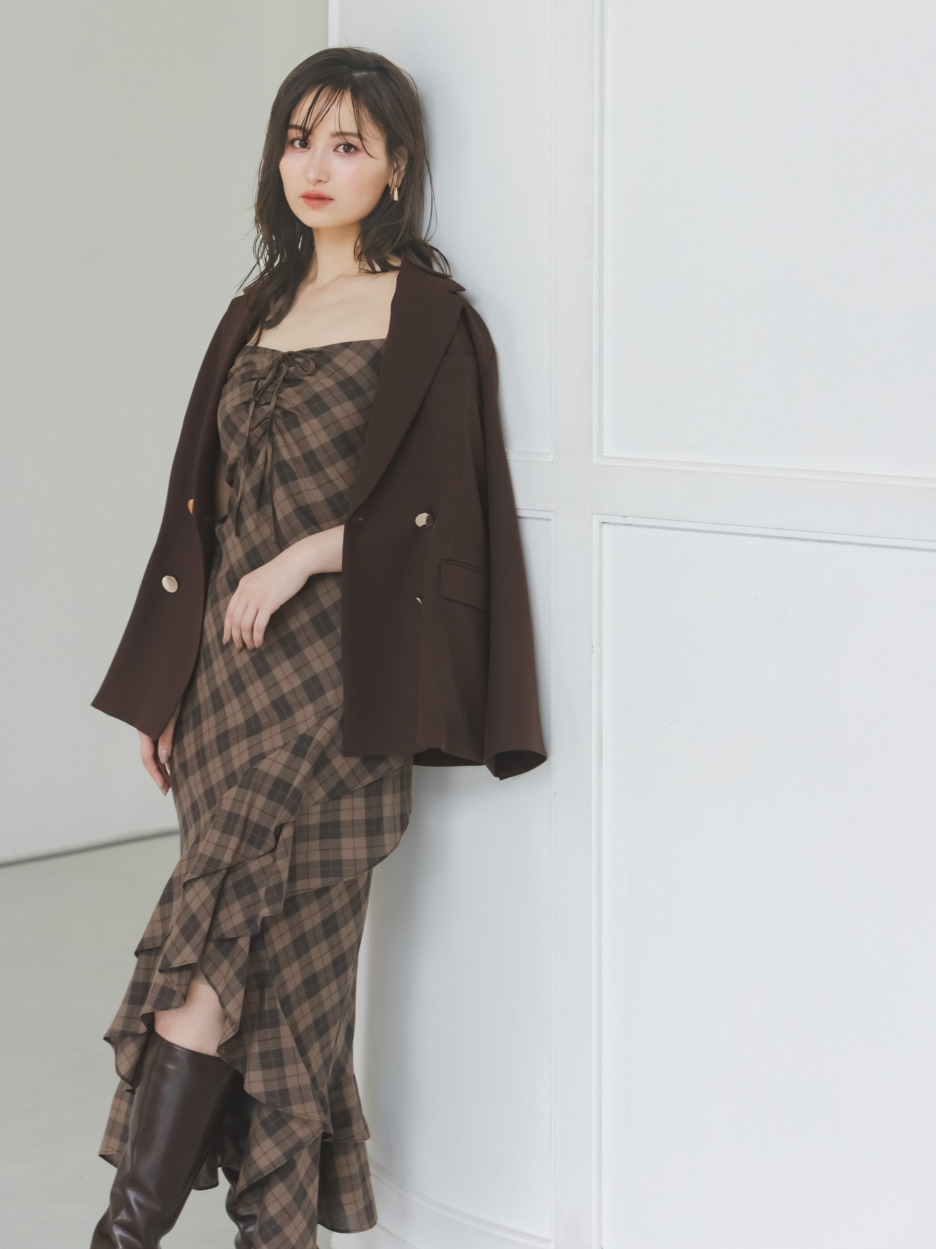 SNIDEL ブラック キャミワンピース フリルデザイン SNIDEL（スナイデル）の「【WEB限定サイズあり】タンクセット