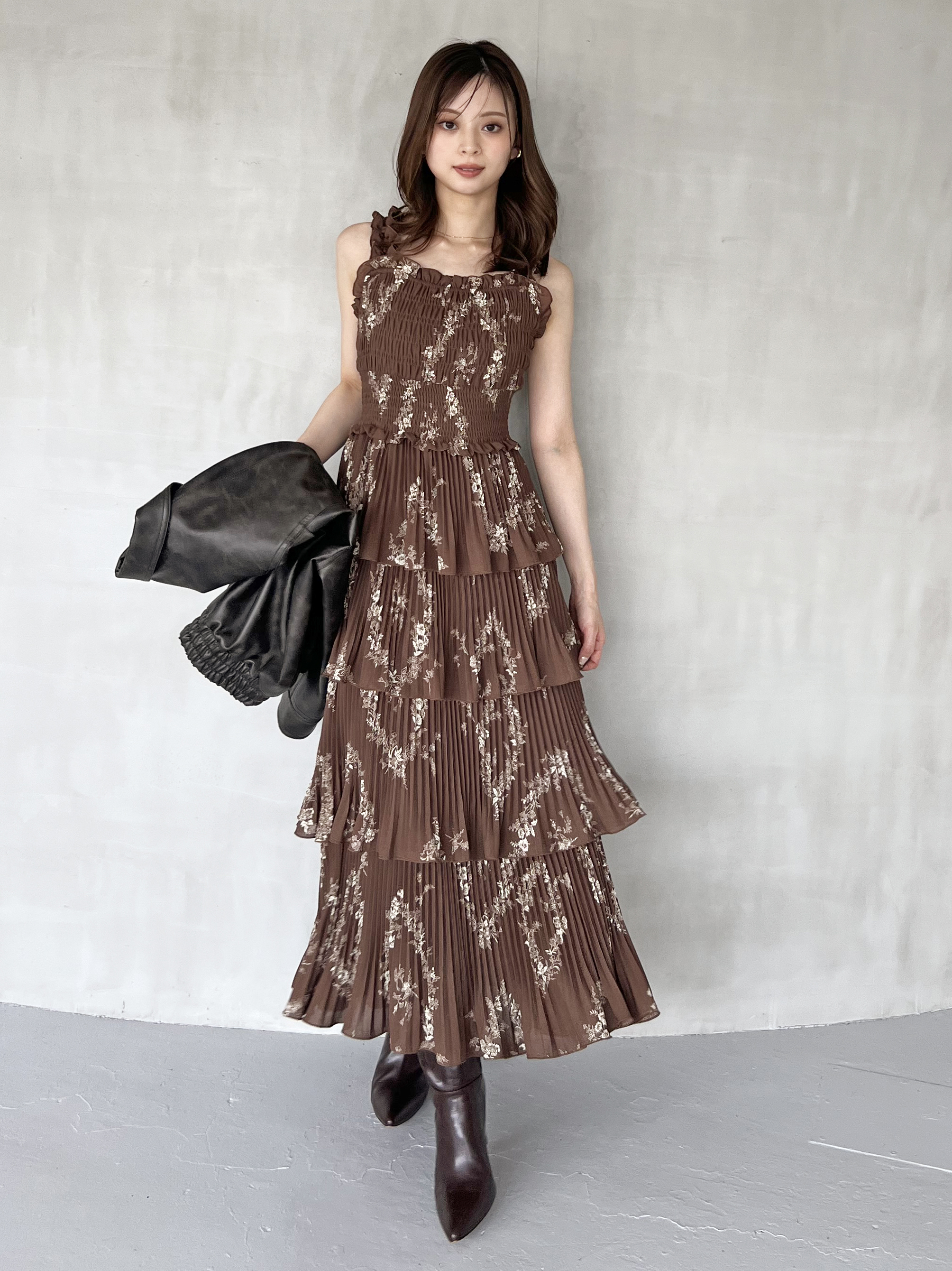 ティアードプリントキャミワンピース(マキシ・ロングワンピース