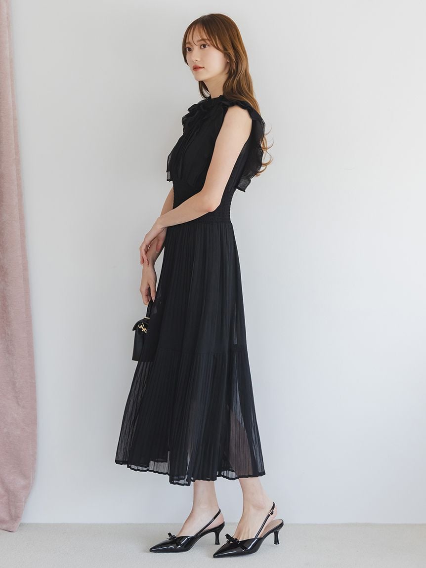 Sustainableシアープリーツウエストワンピース(マキシ・ロング