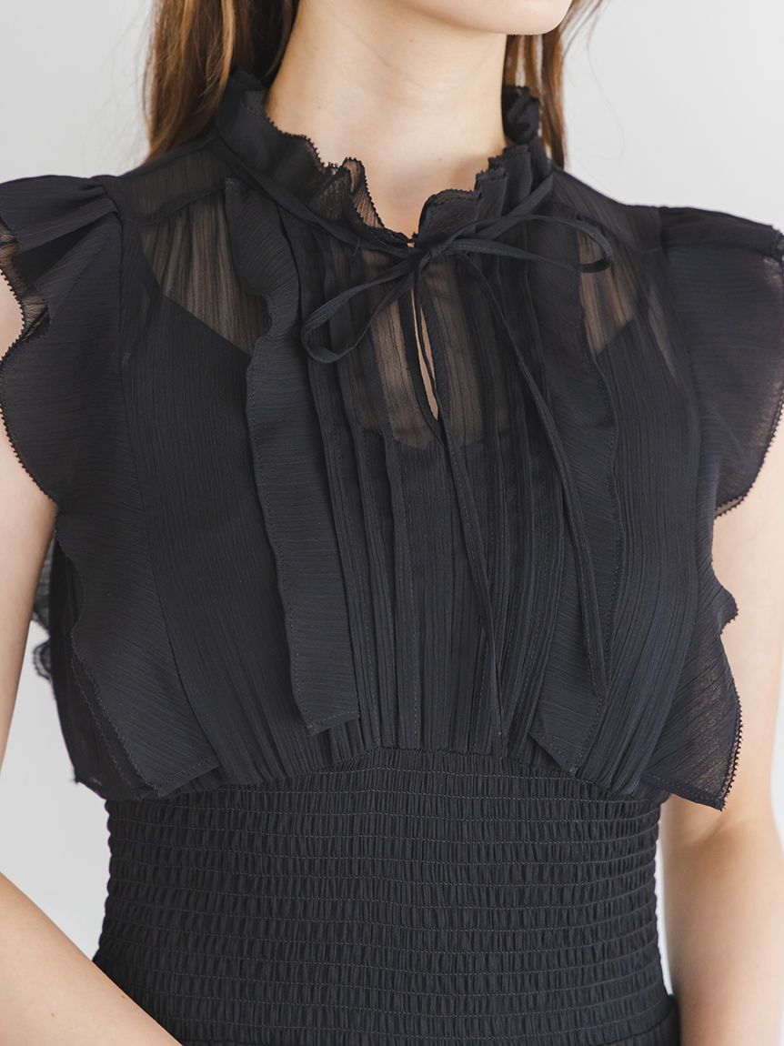 Sustainableシアープリーツウエストワンピース(マキシ・ロング