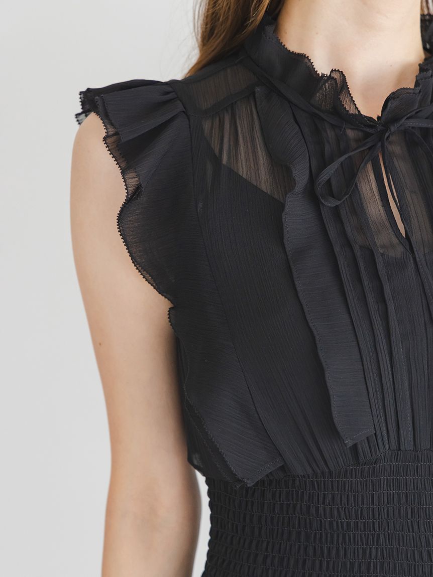 Sustainableシアープリーツウエストワンピース(マキシ・ロング