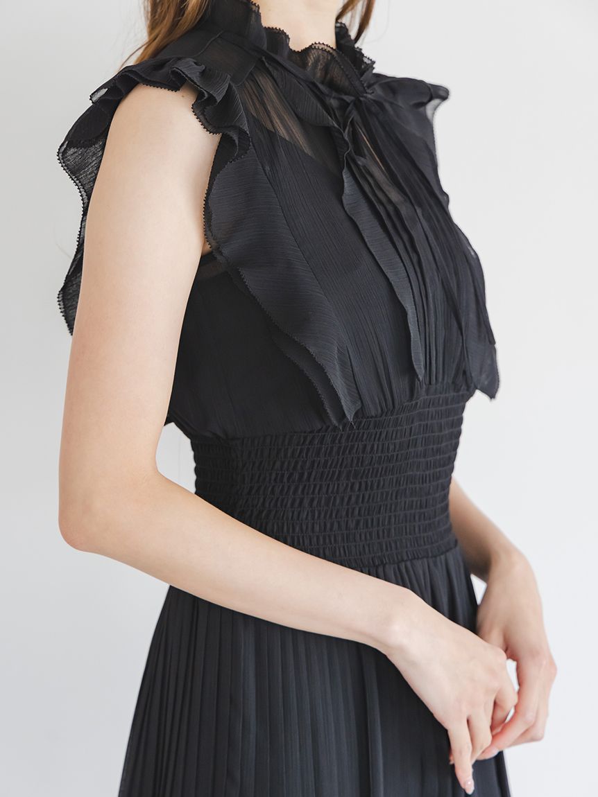 Sustainableシアープリーツウエストワンピース(マキシ・ロング