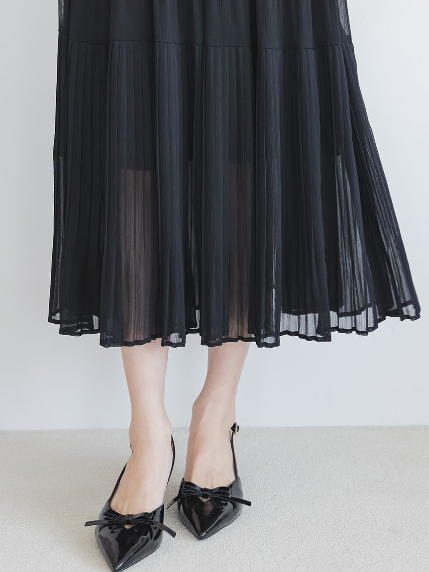 Sustainableシアープリーツウエストワンピース(マキシ・ロング