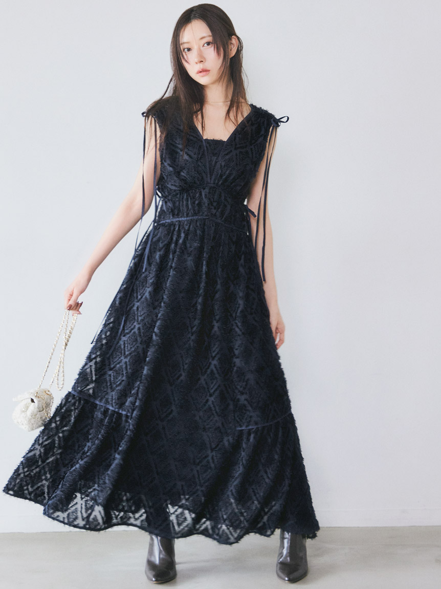00サイズあり】ジャガードドロストディティールワンピース