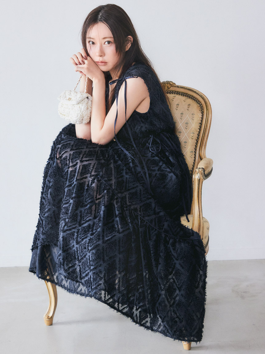 00サイズあり】ジャガードドロストディティールワンピース(マキシ