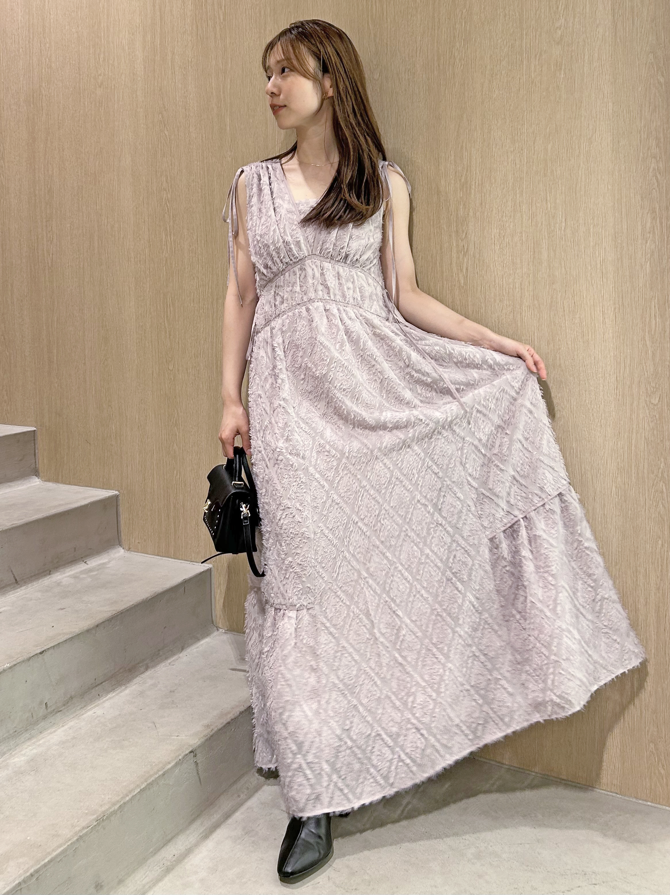 00サイズあり】ジャガードドロストディティールワンピース(マキシ