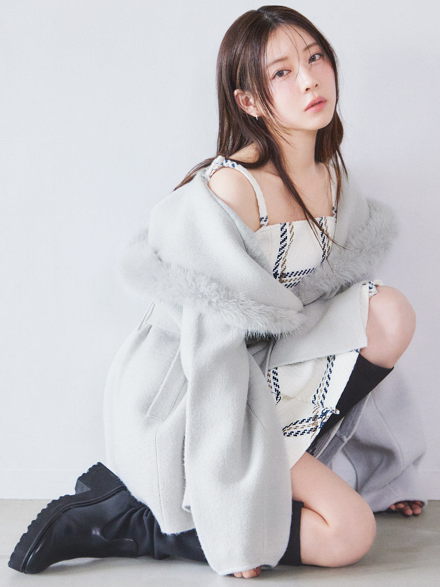 オフショルダーロービングチェックミニワンピース【新品未使用タグ付き】 WEB限定】ロービングチェックミニワンピース(ミニワンピース