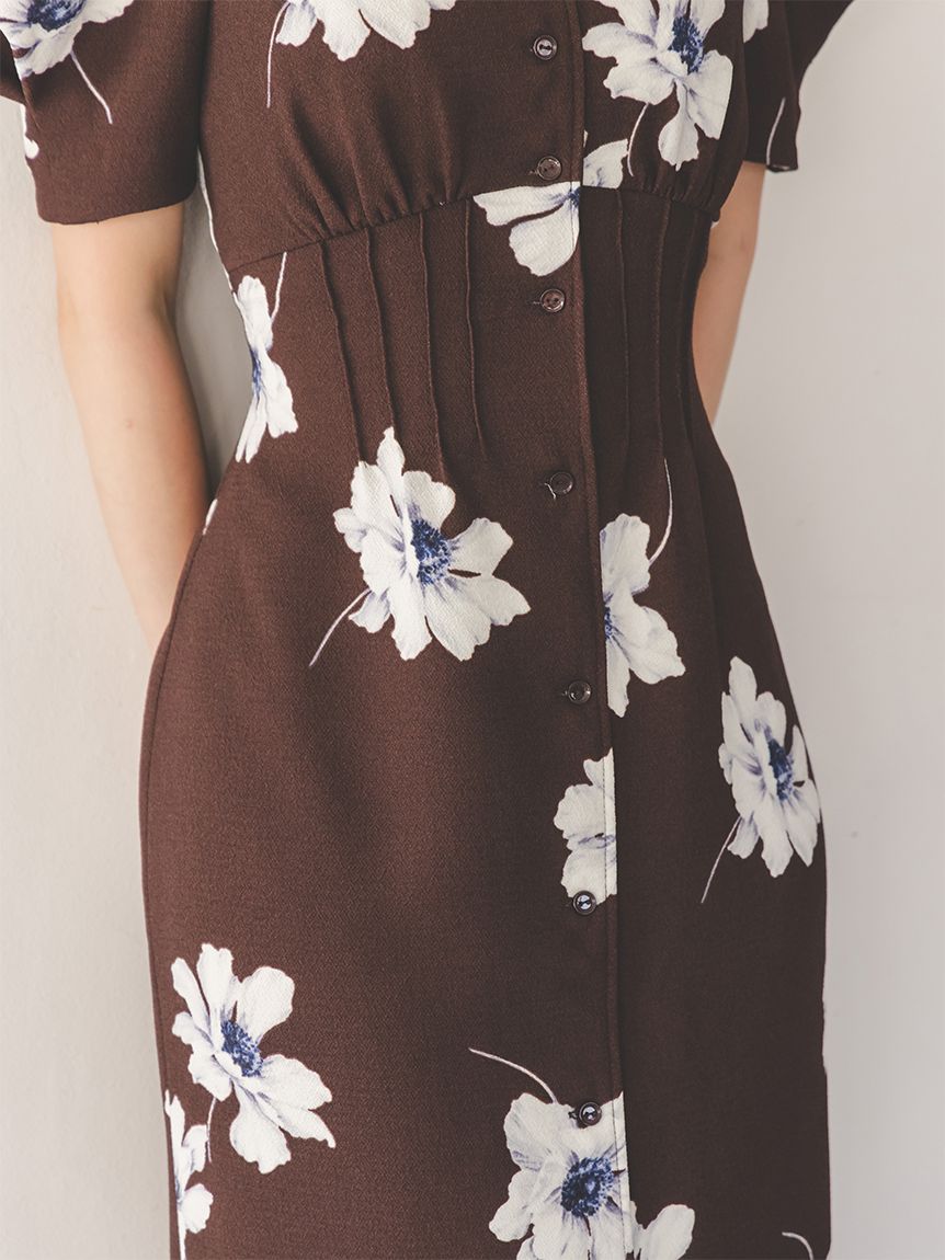 FLOWER COLLECTION】プリントタイトワンピース(マキシ・ロング