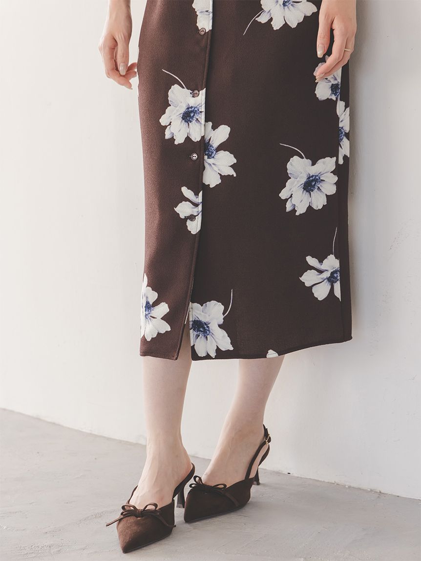 FLOWER COLLECTION】プリントタイトワンピース(マキシ・ロング