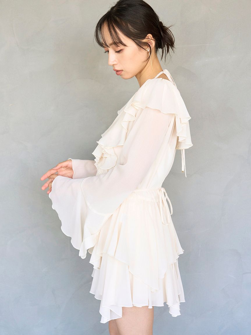 SNIDEL スナイデル　シフォンフリルミニワンピース　新品 snidel （スナイデル）シフォンフリルミニコンビワンピース 25