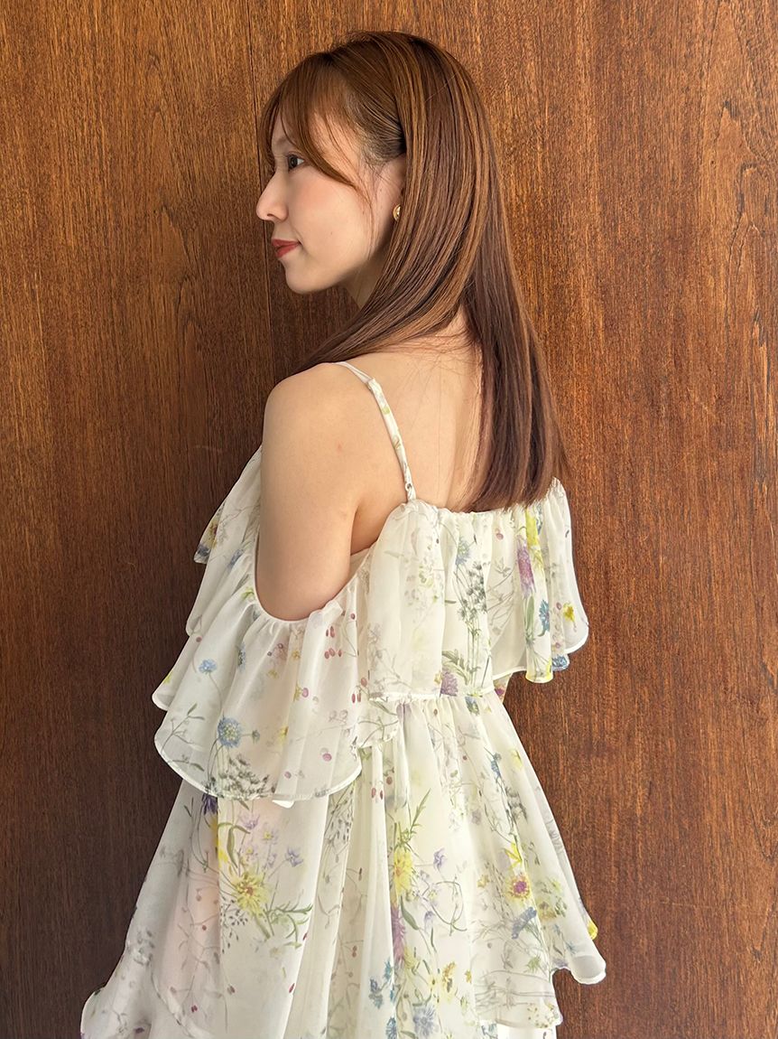 オフショルフリルワンピース(マキシ・ロングワンピース