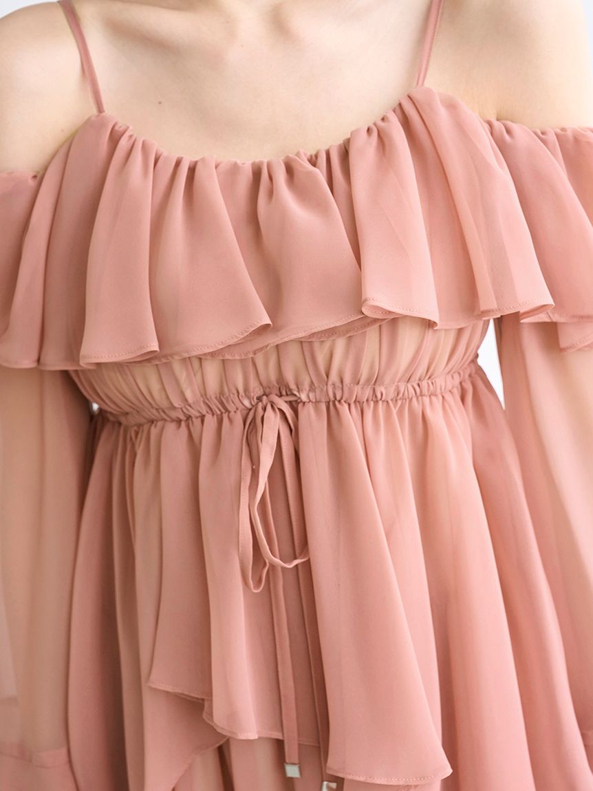 オフショルフリルワンピース(マキシ・ロングワンピース)｜ワンピース