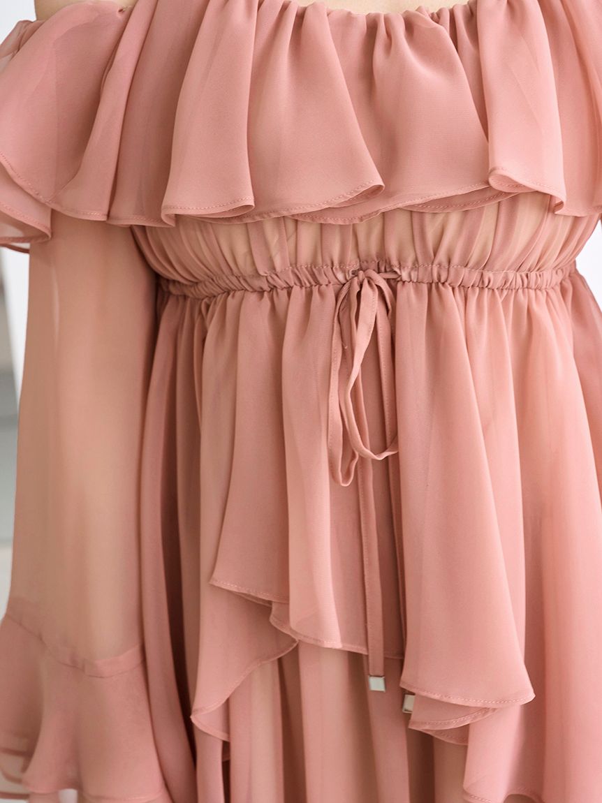 オフショルフリルワンピース(マキシ・ロングワンピース)｜ワンピース