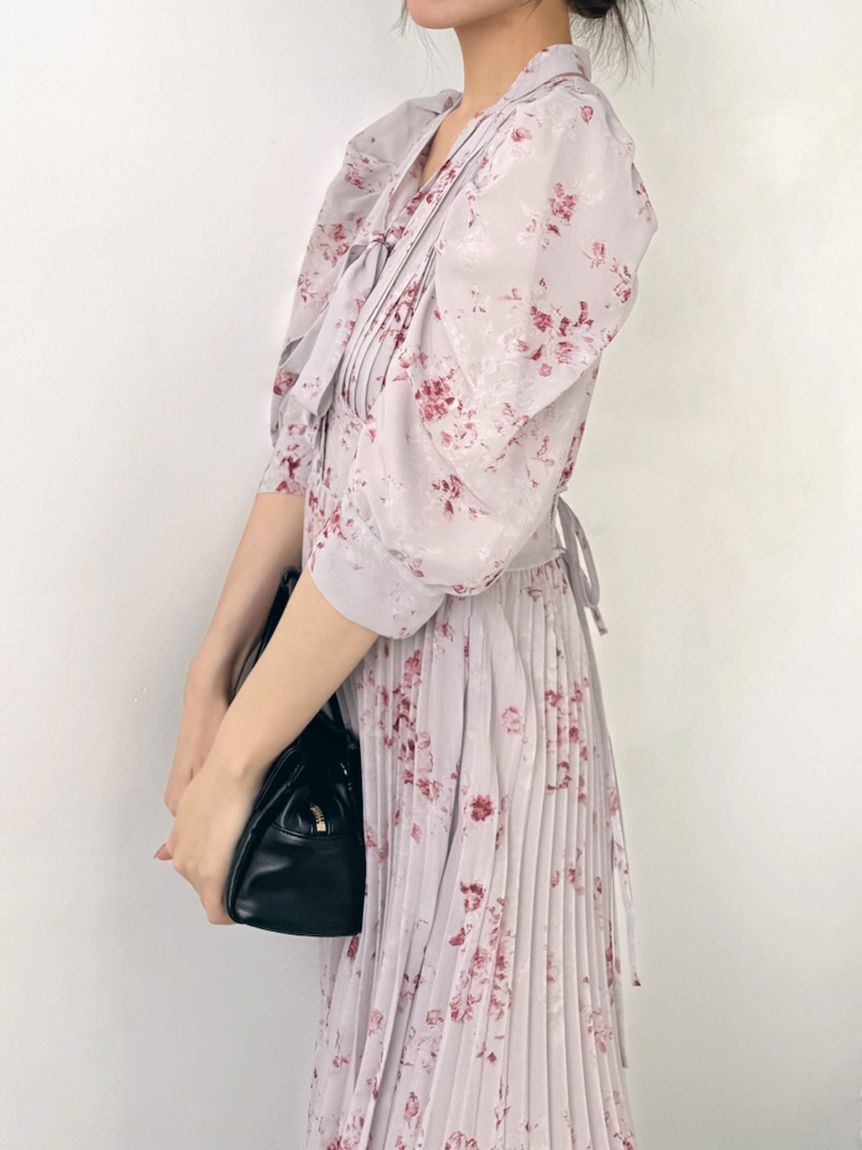 極美品　スナイデル　Sustainableプリーツプリントワンピース　ロング Sustainableプリーツプリントワンピース(マキシ・ロング