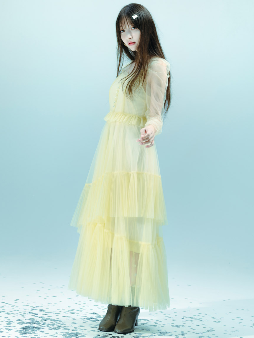 Sustainableティアードチュールドレス(マキシ・ロングワンピース