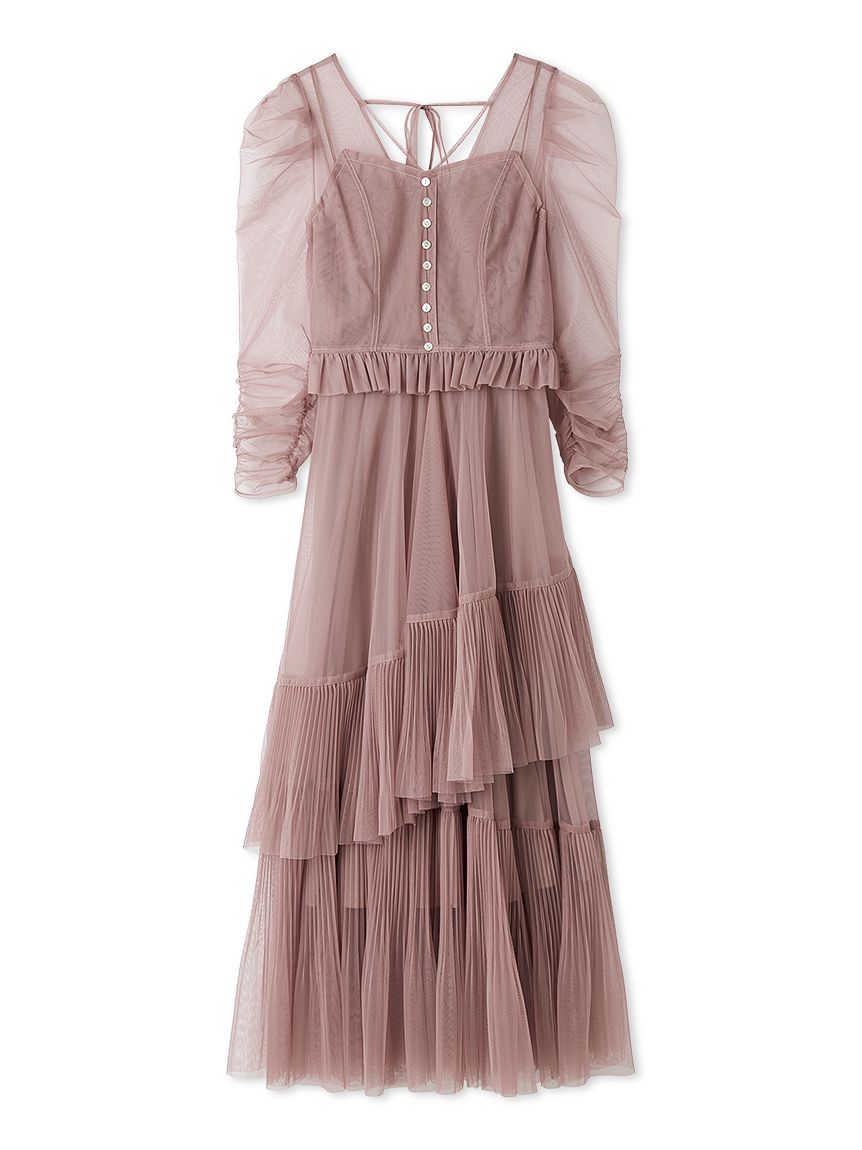 Sustainableティアードチュールドレス(マキシ・ロングワンピース