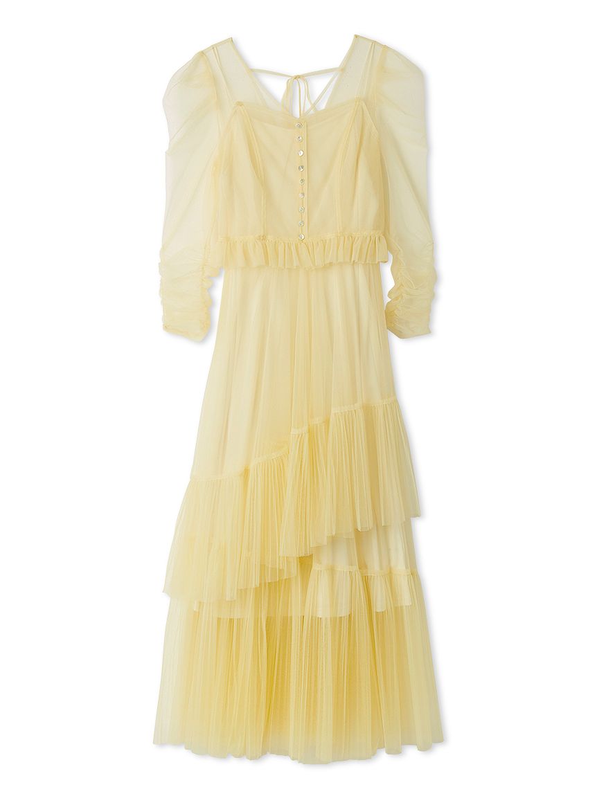 Sustainableティアードチュールドレス(マキシ・ロングワンピース