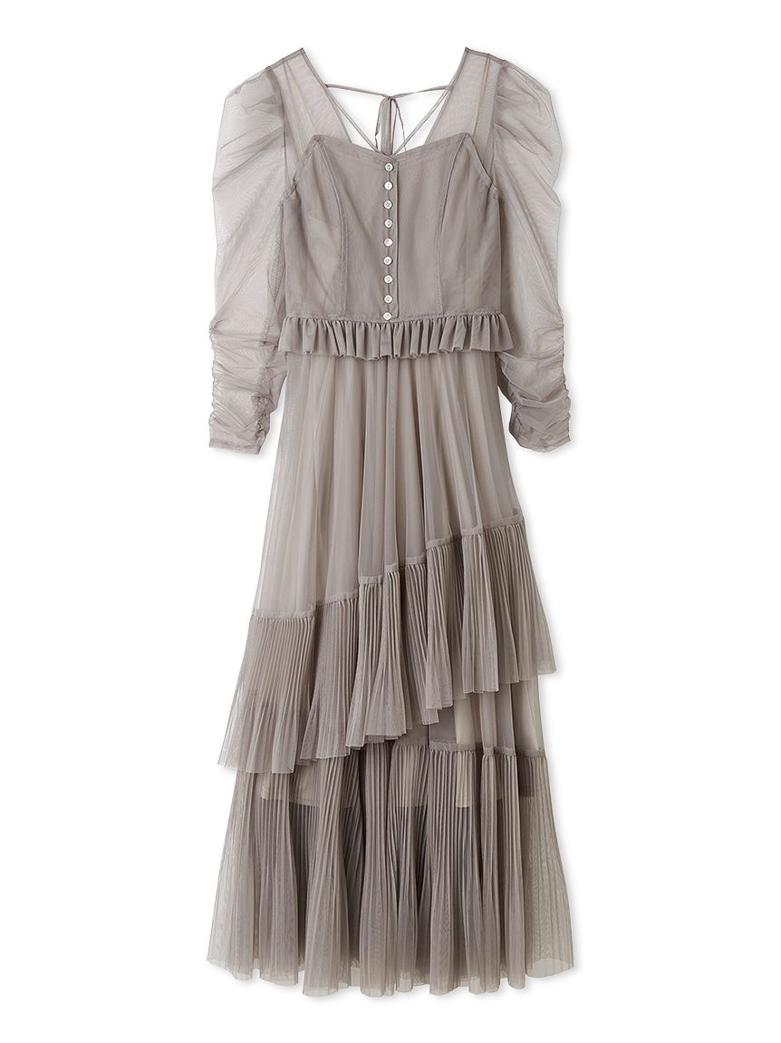 Sustainableティアードチュールドレス(マキシ・ロングワンピース