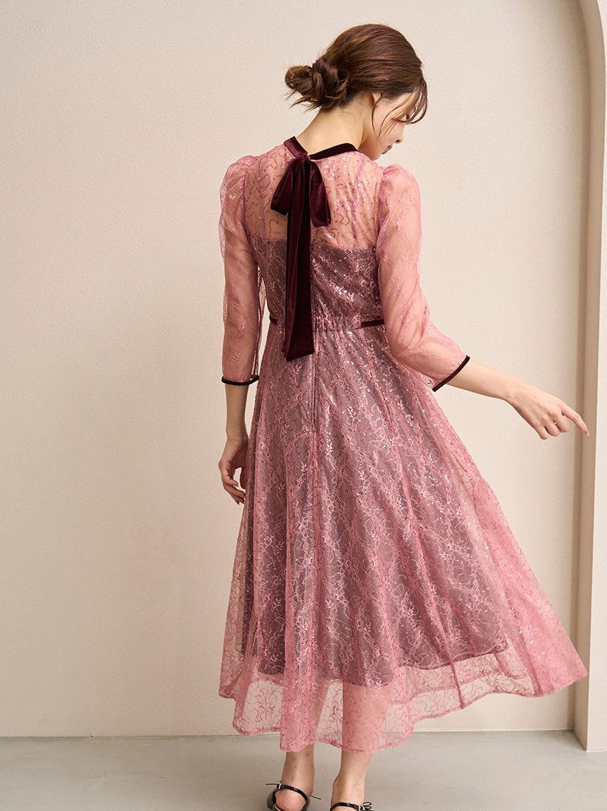 スパークルレースドレス(マキシ・ロングワンピース)｜ワンピース