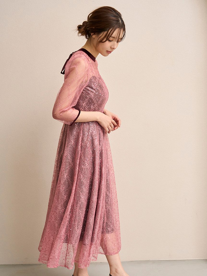 スパークルレースドレス(マキシ・ロングワンピース)｜ワンピース