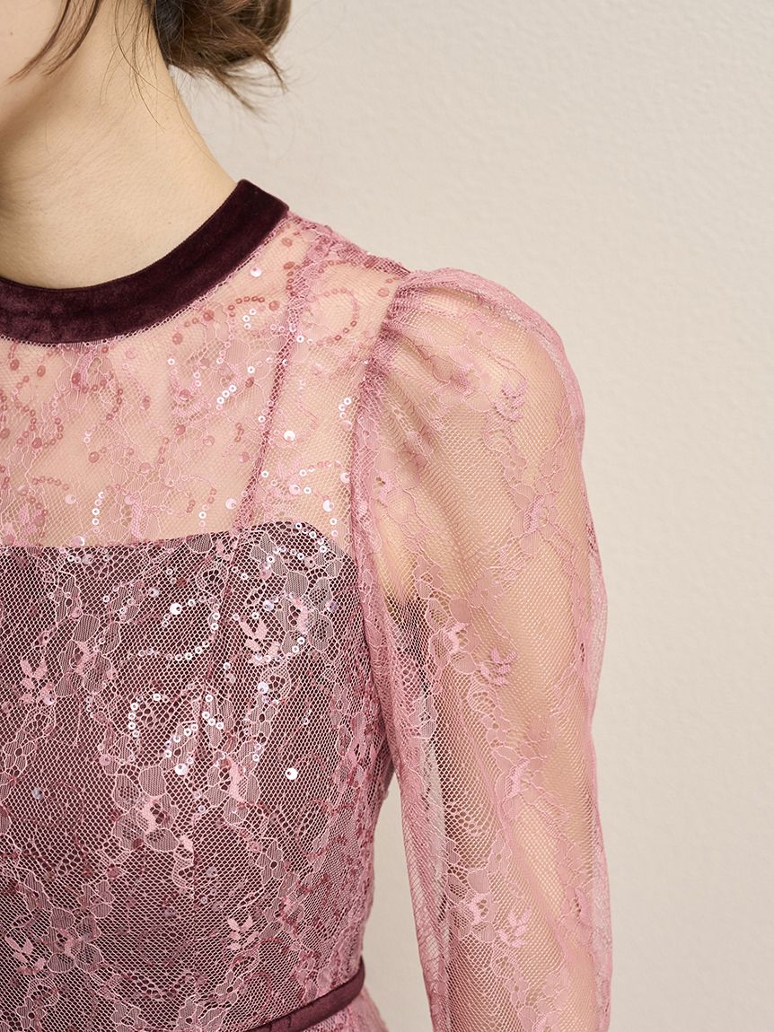 スパークルレースドレス(マキシ・ロングワンピース)｜ワンピース