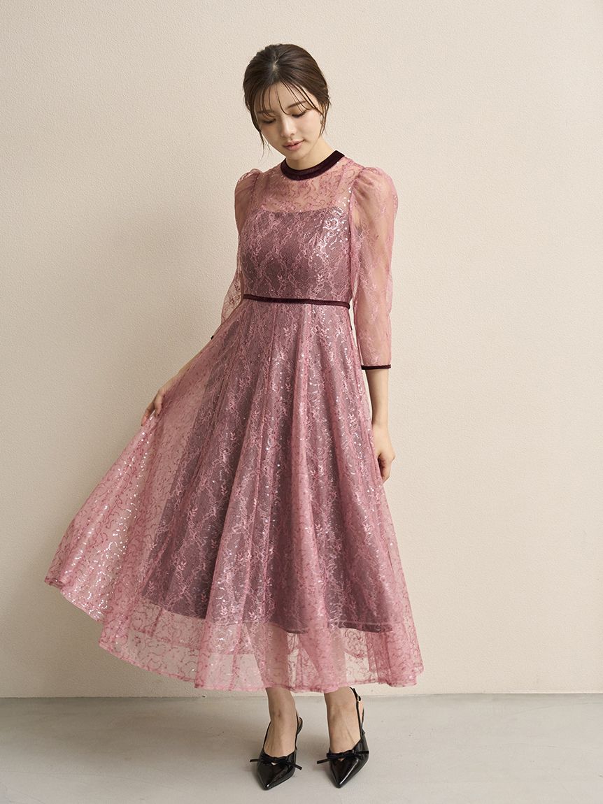 スパークルレースドレス(マキシ・ロングワンピース)｜ワンピース