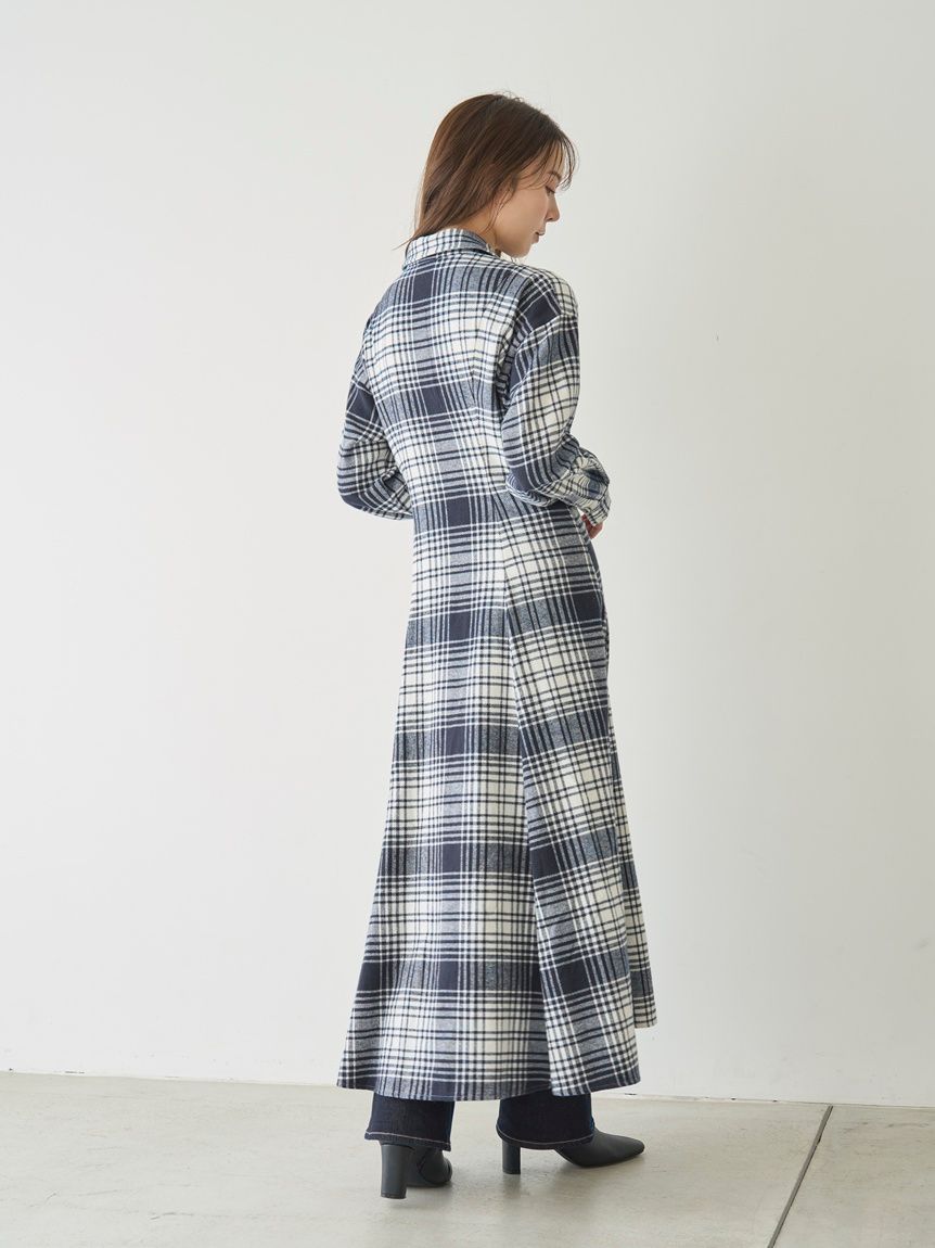 SNIDEL/Prentiss】チェックアシメシャツワンピース(マキシ・ロング