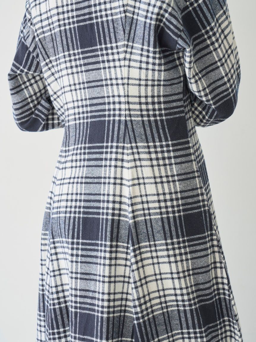 SNIDEL/Prentiss】チェックアシメシャツワンピース(マキシ・ロング