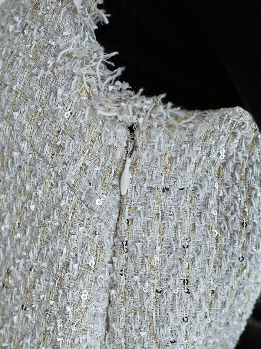 Vネックツイードジャンスカ【カンヘウォン着用】(ミニワンピース