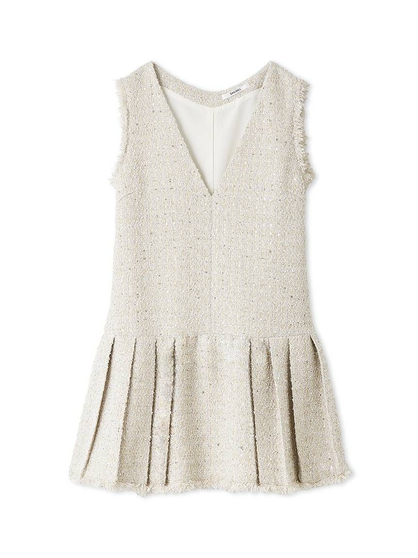 Vネックツイードジャンスカ【カンヘウォン着用】(ミニワンピース