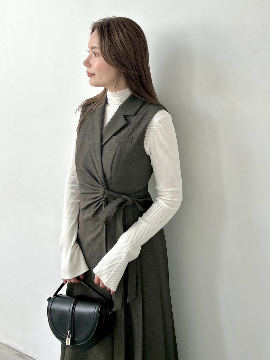 Sustainableサイドプリーツテーラードワンピース(マキシ・ロング