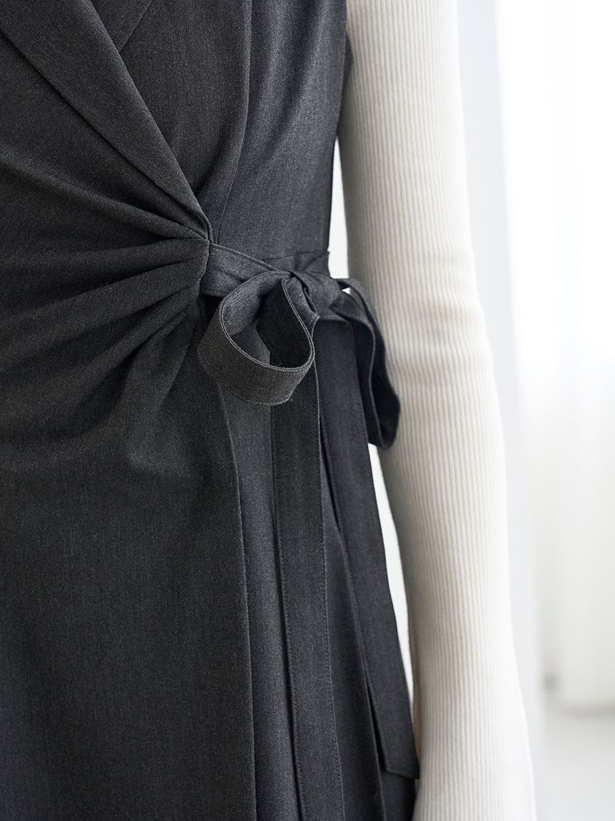 Sustainableサイドプリーツテーラードワンピース(マキシ・ロング Sustainableサイドプリーツテーラードワンピース(マキシ・ロング