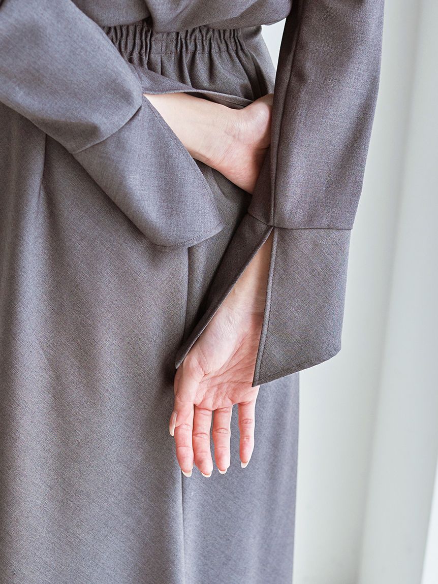 シェリエ　ロングワンピース HeRIN.CYE | Line sleeve knit dress (ワンピース(ロング） ) |SHEL